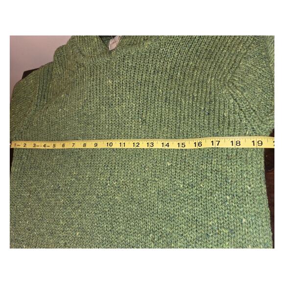 Aran Ireland 100% Natural Wool Crop Hooded Sweater Green Large NWT Certified - Picture 10 of 11